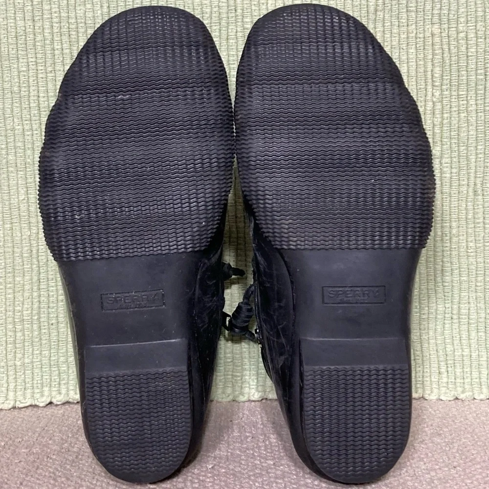 Sperry Womens Black Saltwater Nylon w/Flannel Lining Waterprf Duck Boots SZ US 6